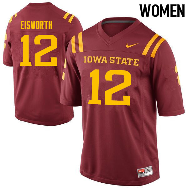 Women #12 Greg Eisworth Iowa State Cyclones College Football Jerseys Sale-Cardinal - Click Image to Close